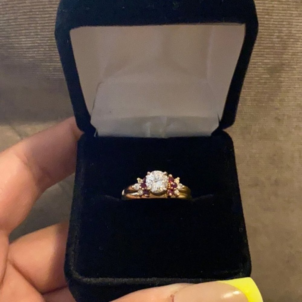 14k diamond and ruby ring guard